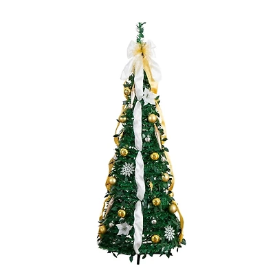 ft. Pre-Lit Silver & Gold Pop Up Christmas Tree