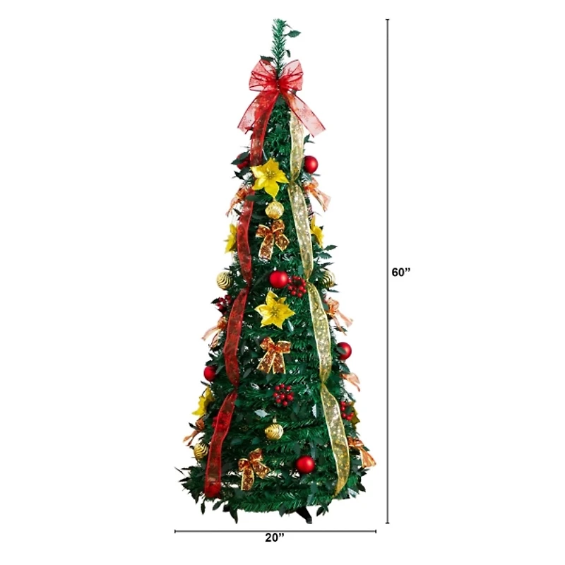 ft. Pre-Lit Red & Gold Pop Up Christmas Tree