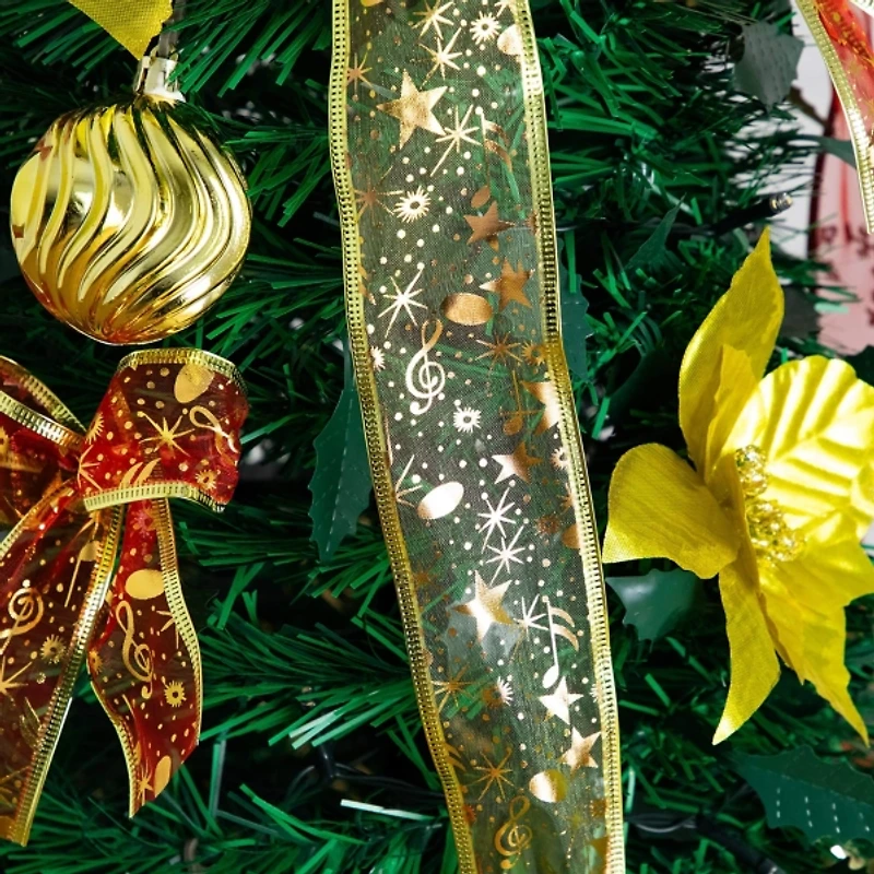 ft. Pre-Lit Red & Gold Pop Up Christmas Tree