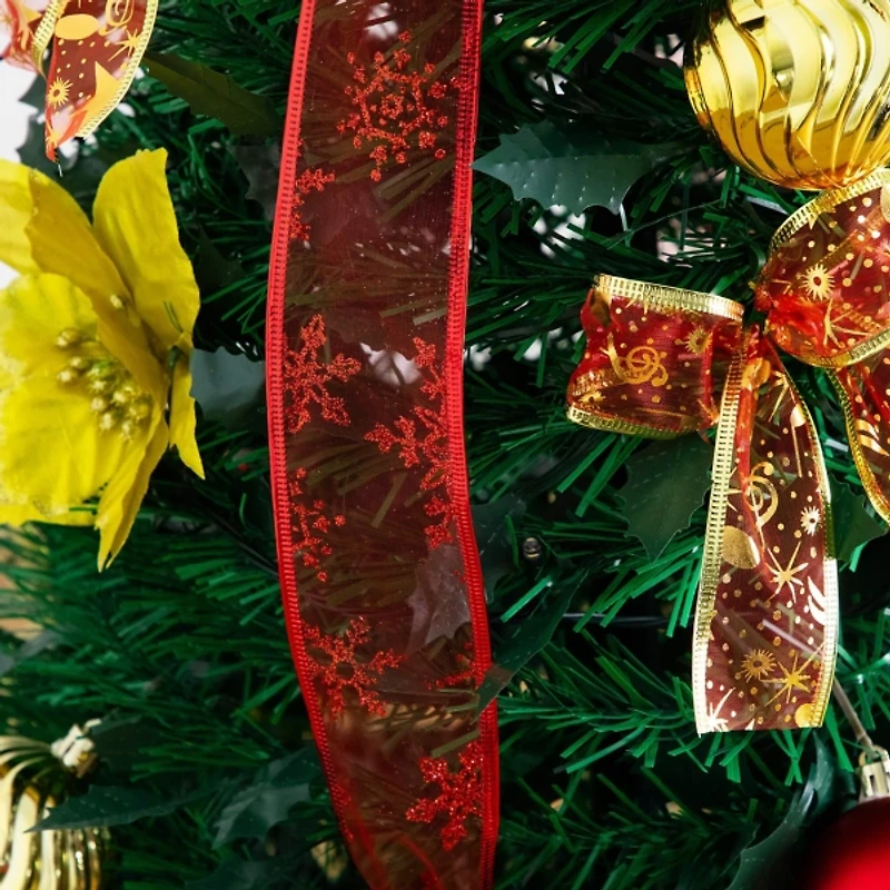 ft. Pre-Lit Red & Gold Pop Up Christmas Tree