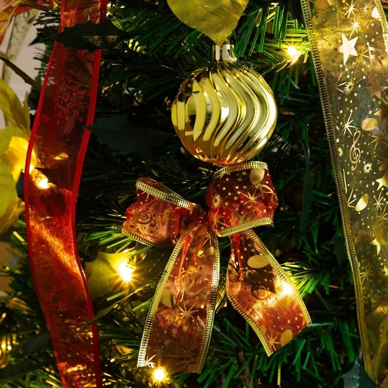 ft. Pre-Lit Red & Gold Pop Up Christmas Tree