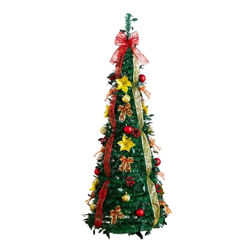 ft. Pre-Lit Red & Gold Pop Up Christmas Tree