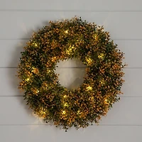 Pre-Lit Boxwood Harvest Wreath