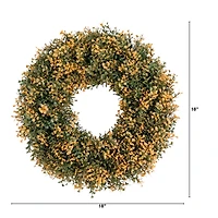 Pre-Lit Boxwood Harvest Wreath