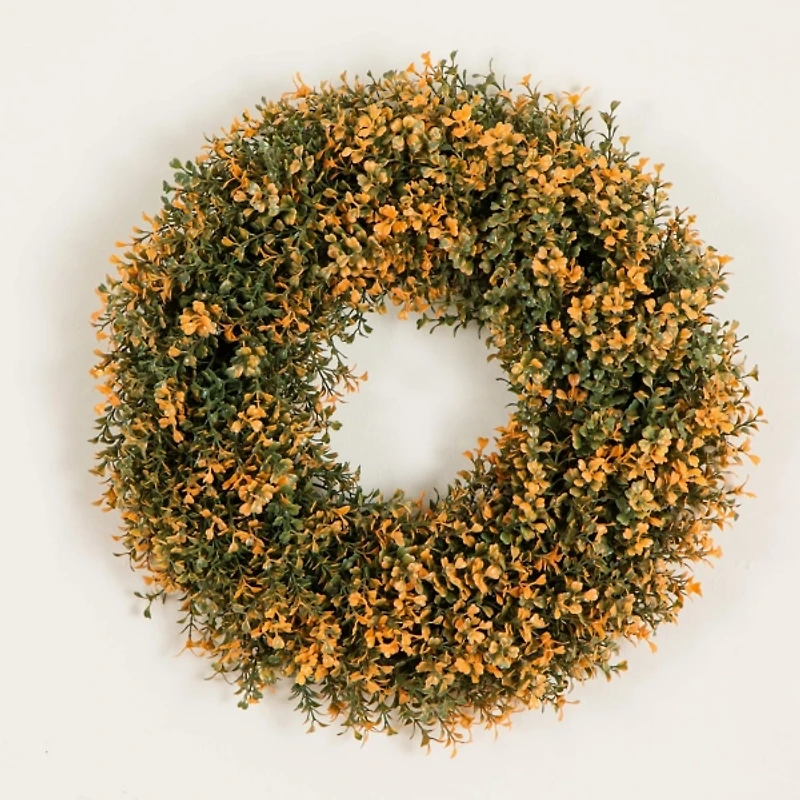 Pre-Lit Boxwood Harvest Wreath