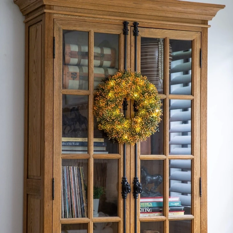 Pre-Lit Boxwood Harvest Wreath