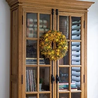 Pre-Lit Boxwood Harvest Wreath