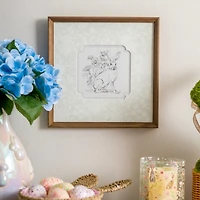 Bunny on Floral Background Framed Art Print