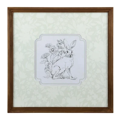 Bunny on Floral Background Framed Art Print