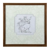 Bunny on Floral Background Framed Art Print