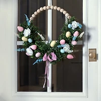 Boxwood Easter Egg Beaded Wood Wreath