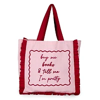 Pink Ruffle Book Canvas Tote