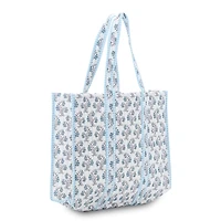 Blue Paisley Print Quilted Tote Bag