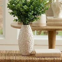 Ivory Embossed Floral Ceramic Vase