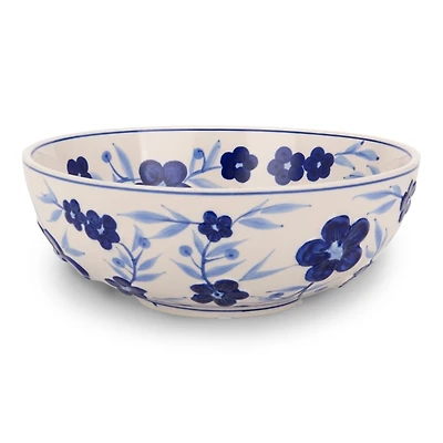 Blue Floral Ceramic Decorative Bowl