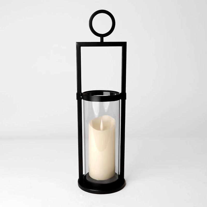 Black Metal Ring Hurricane Lantern