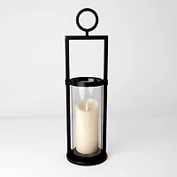 Black Metal Ring Hurricane Lantern