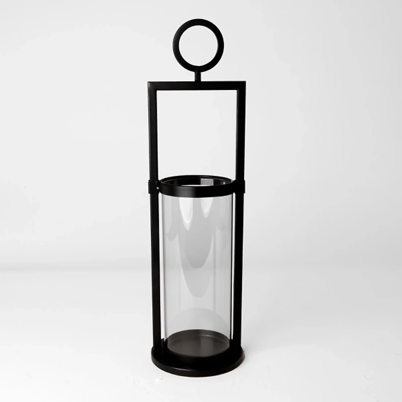 Black Metal Ring Hurricane Lantern