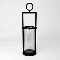 Black Metal Ring Hurricane Lantern