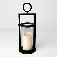 Black Metal Ring Hurricane Lantern, 14.6 in.