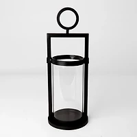 Black Metal Ring Hurricane Lantern, 14.6 in.