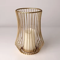 Gold Cage Hurricane Lantern, 10 in.