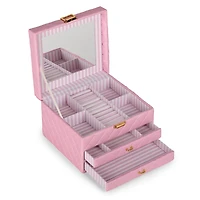Large Pink Quilted Jewelry Box