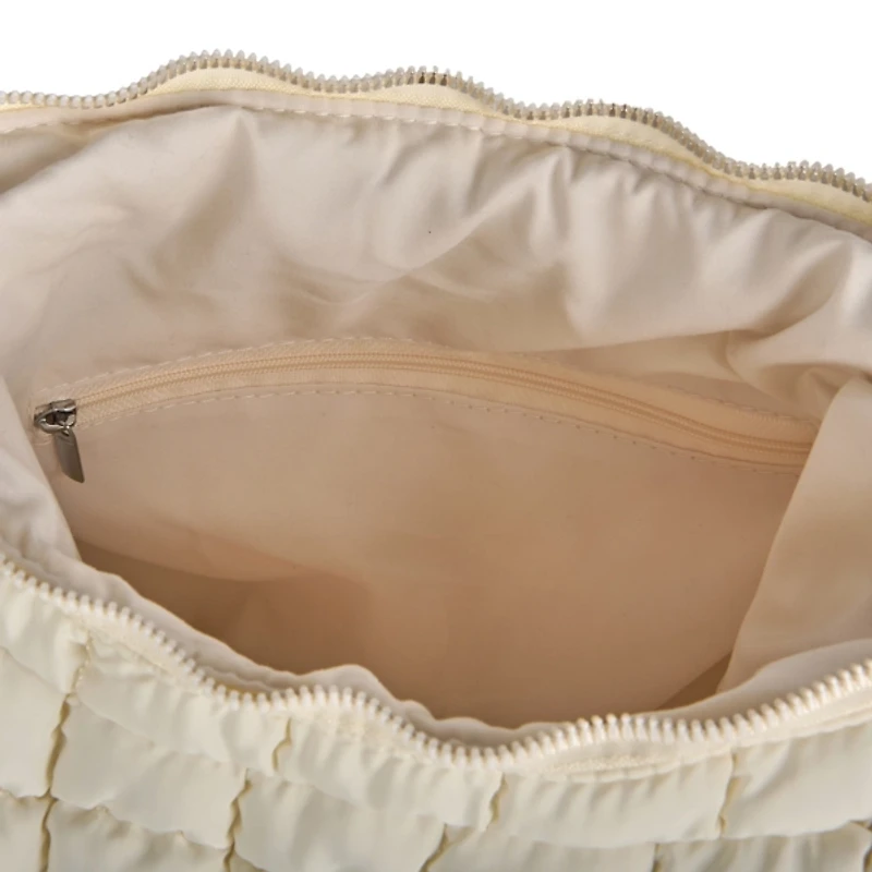 Solid Ivory Puffy Tote