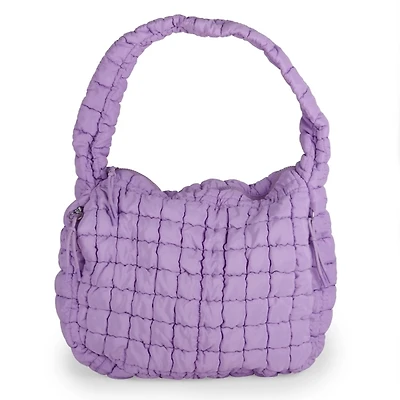 Large Solid Purple Puffy Tote