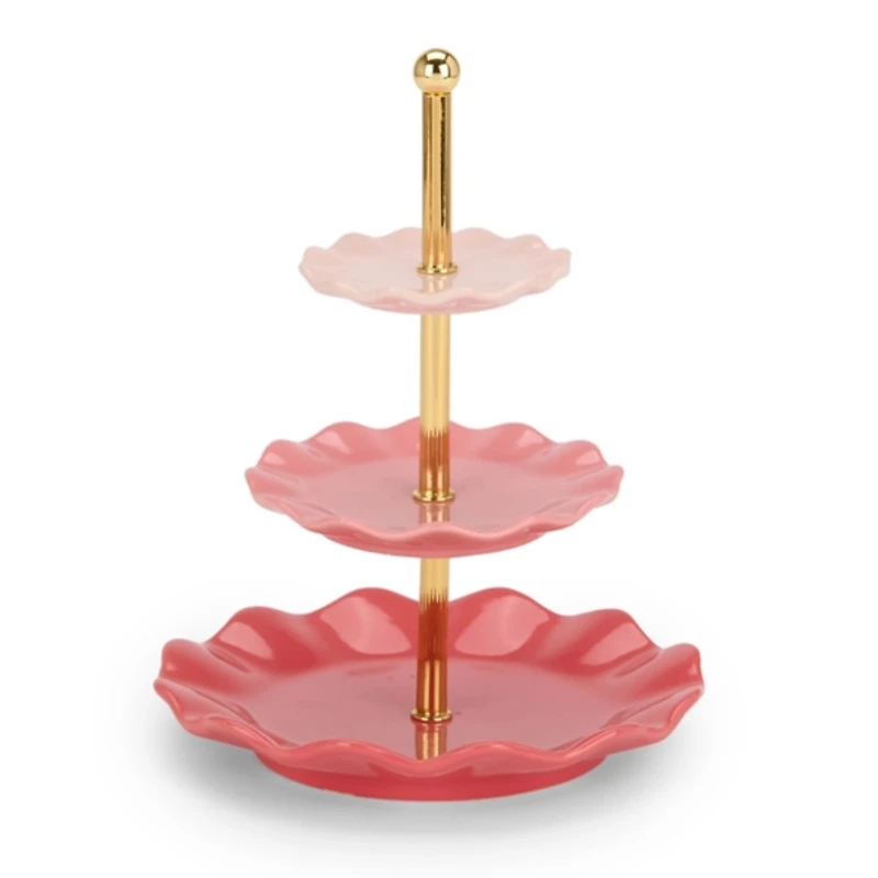 Pink Scalloped Tiered Jewelry Holder