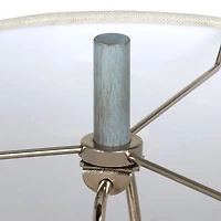 Round Blue Ribbed Cement Table Lamp