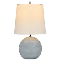 Round Blue Ribbed Cement Table Lamp