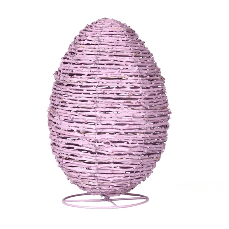 LED Pink Woven Rattan Egg, 13 in.