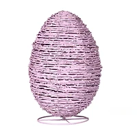 LED Pink Woven Rattan Egg, 13 in.