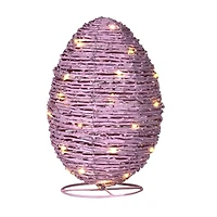 LED Pink Woven Rattan Egg, 13 in.
