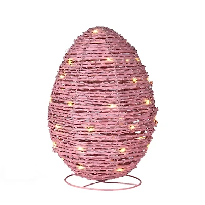 LED White Woven Rattan Egg
