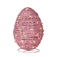 LED White Woven Rattan Egg