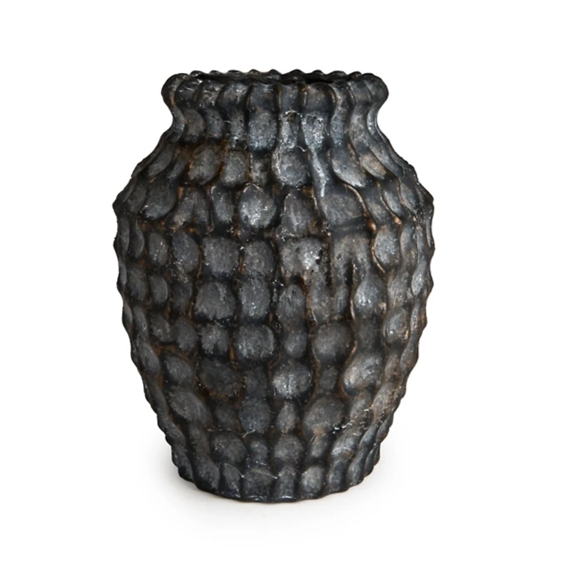 Black Hammered Ceramic Vase