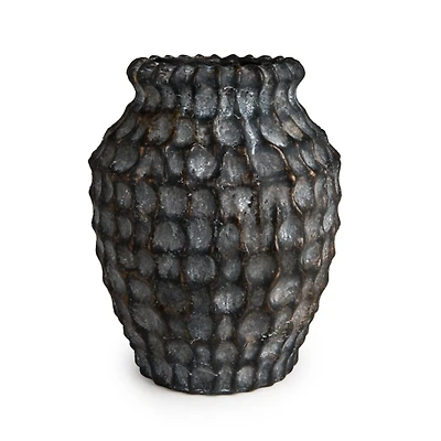 Black Hammered Ceramic Vase
