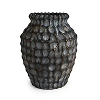 Black Hammered Ceramic Vase