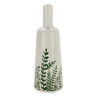 Green Leaves Ceramic Vase, 13 in.
