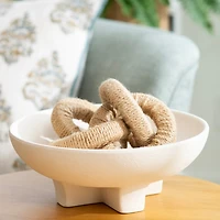 Cream Ceramic Pedestal Bowl