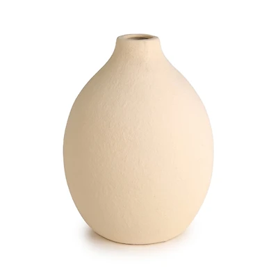 Ivory Ceramic Vase, 6.6 in.