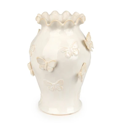 White Ceramic 3D Butterflies Vase