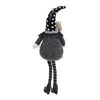 Gray Halloween Gnome with Broomstick