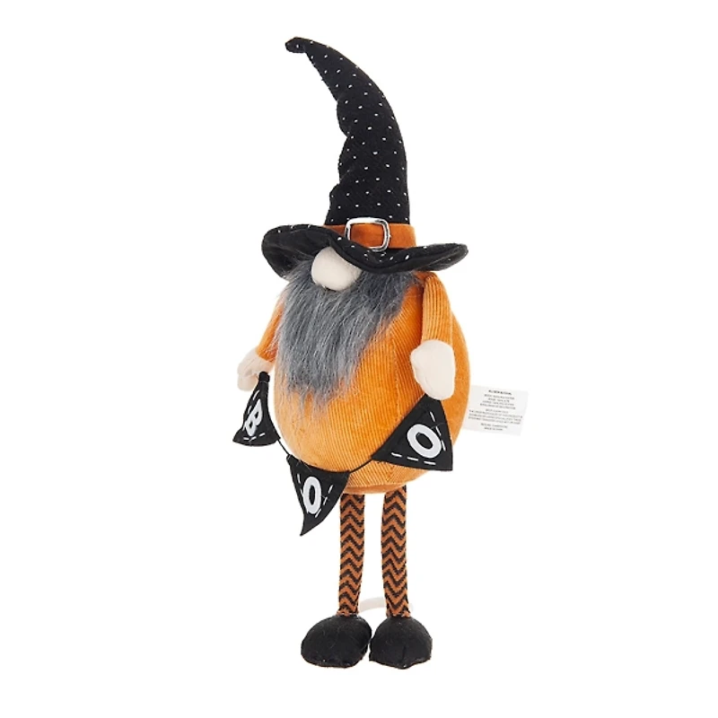 Orange Halloween Gnome with Boo Banner