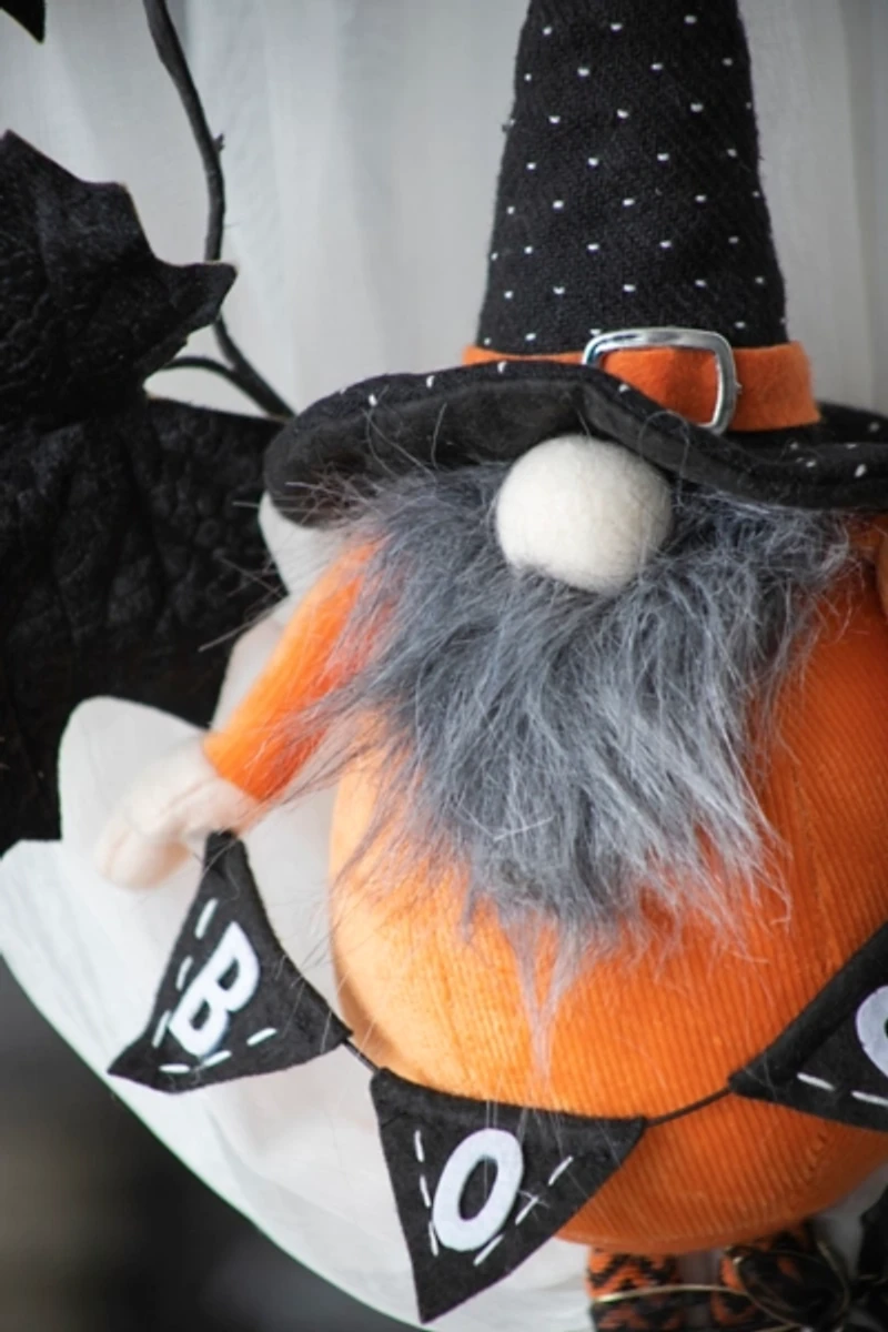 Orange Halloween Gnome with Boo Banner