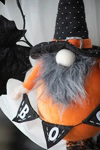 Orange Halloween Gnome with Boo Banner