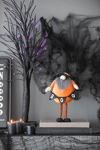Orange Halloween Gnome with Boo Banner