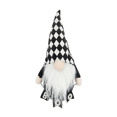 Checkered Halloween Gnome with Boo Banner